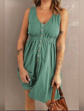 Sleeveless Button-Front Summer Dress